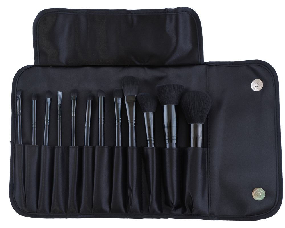 12 Pieces Satin Pouch Brush Set (face)